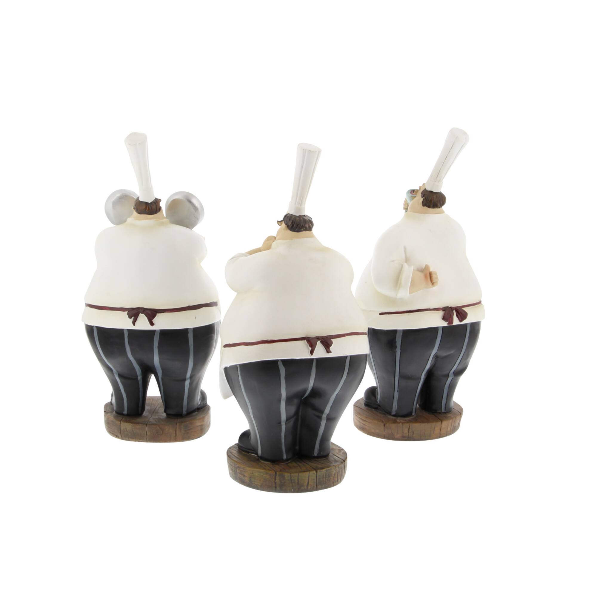 10" White Polystone Traditional Chef Sculpture, 3ct.